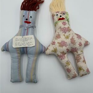 Vintage 12” Dammit Dolls Handmade Fabric Stress Dolls Set of 2